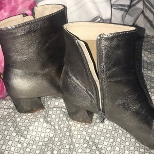 silver metallic booties